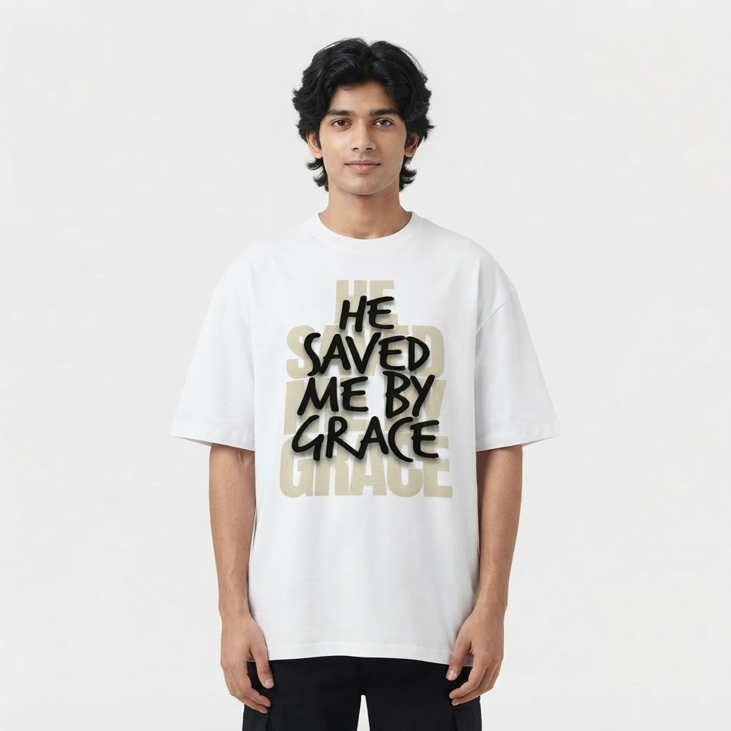 He Saved Me by Grace /Unisex Oversized T-Shirt